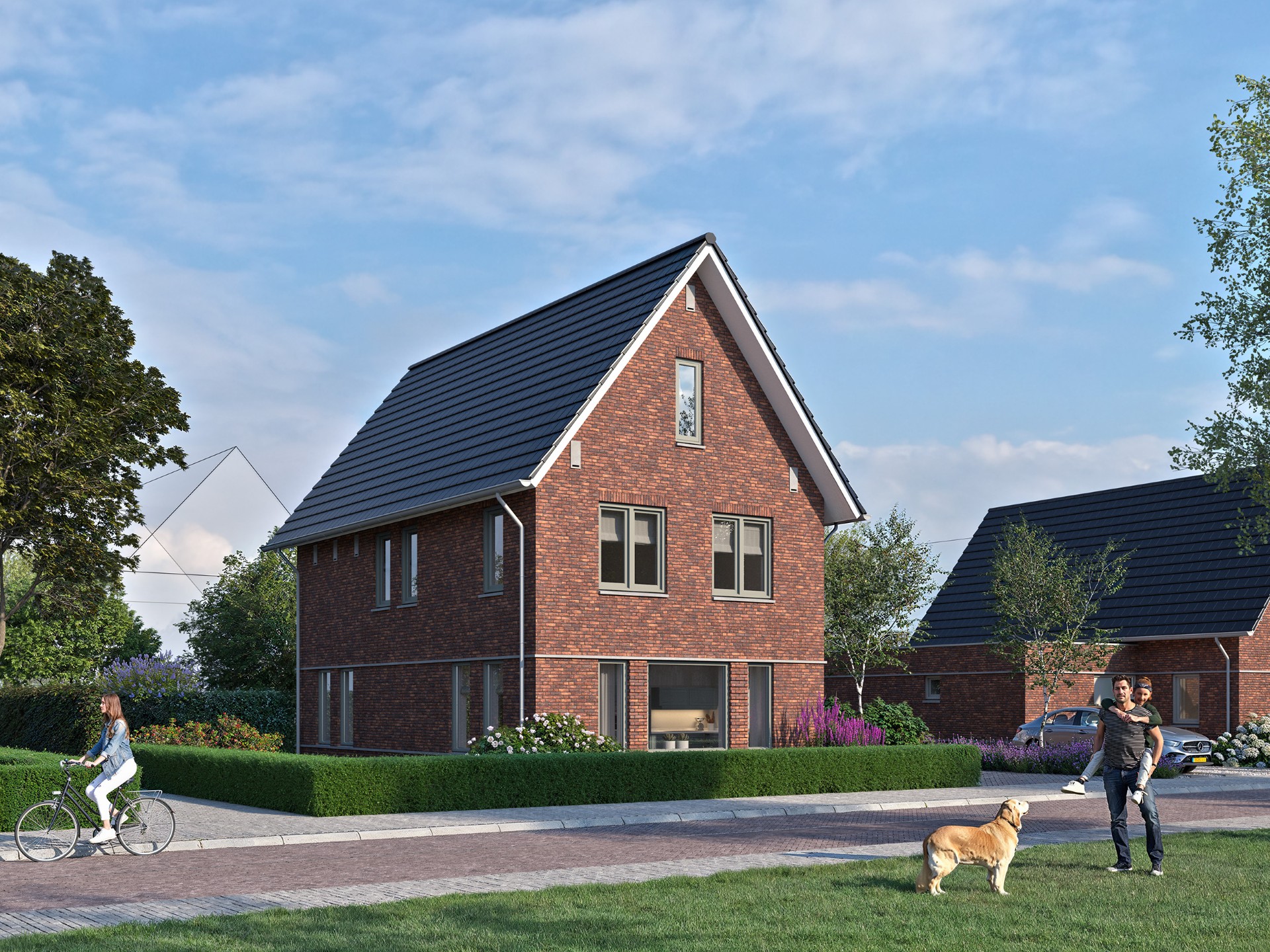 Impressie vrijstaande woning klassieke architectuurstijl van nieuwbouwproject Flore